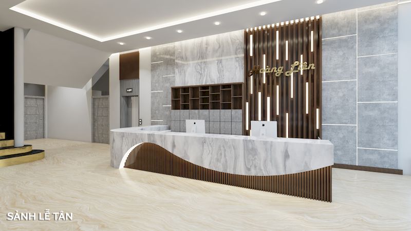 Trang trí nhựa nội thất cho sảnh lễ tân tại TTTM Hoàng Liên