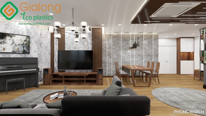 Thiết kế thi công nội thất nhựa sinh thái cho Chung cư 3 phòng ngủ 